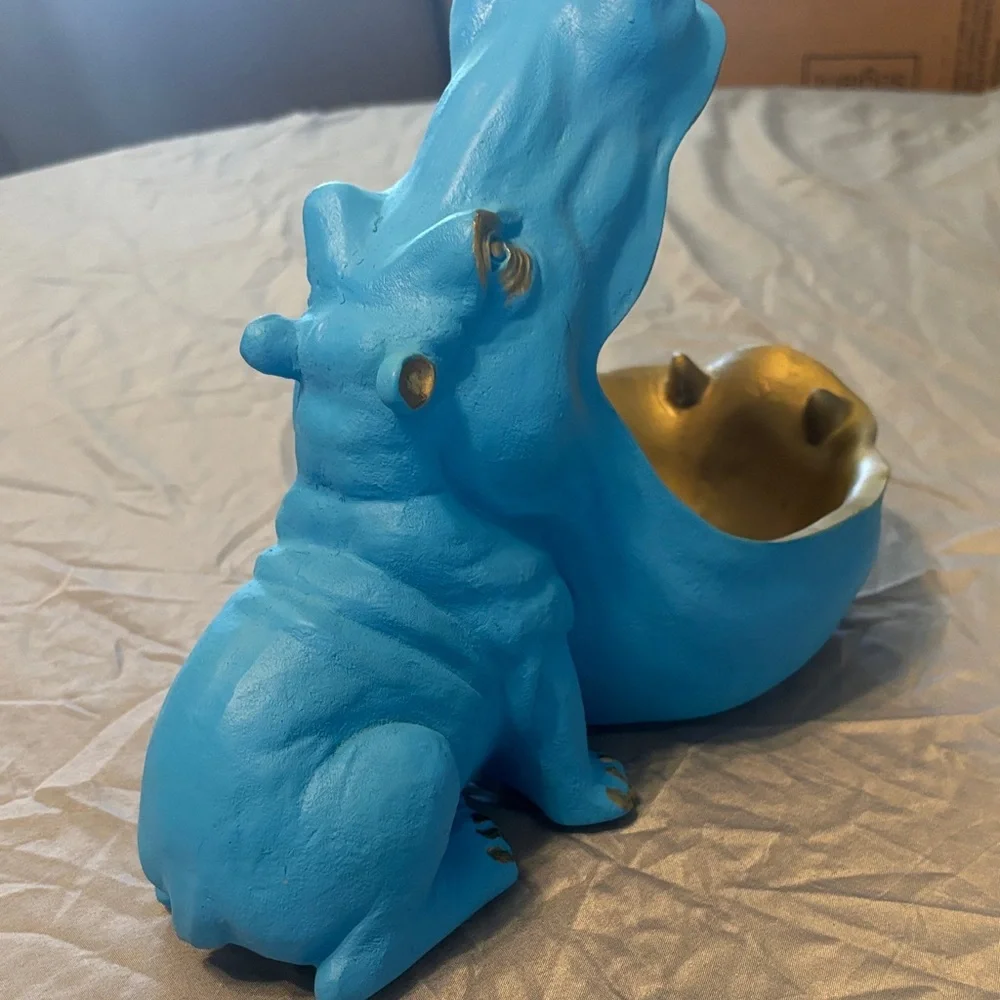 Blue and Gold Hippo Decorative Bowl - Picture 2 of 2